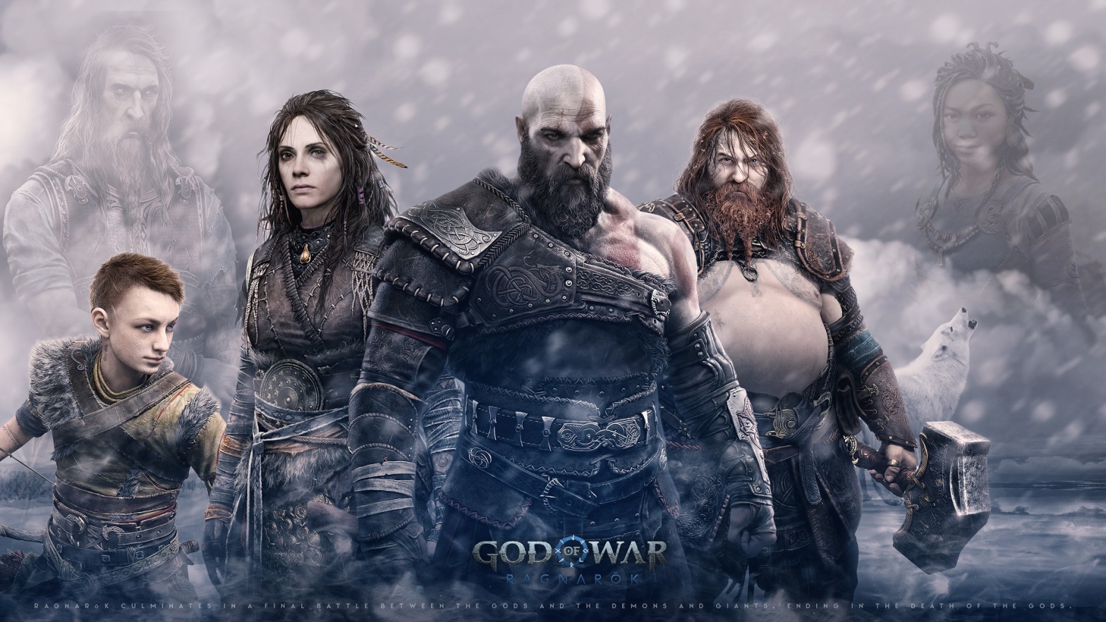 Kratos; Atreus; Mimir; Angrboda; Freya; Thor; Tyr; Sindri; Brok; Durlin;  Odin; Fenrir 4K HD God of War Ragnarok Wallpapers, HD Wallpapers